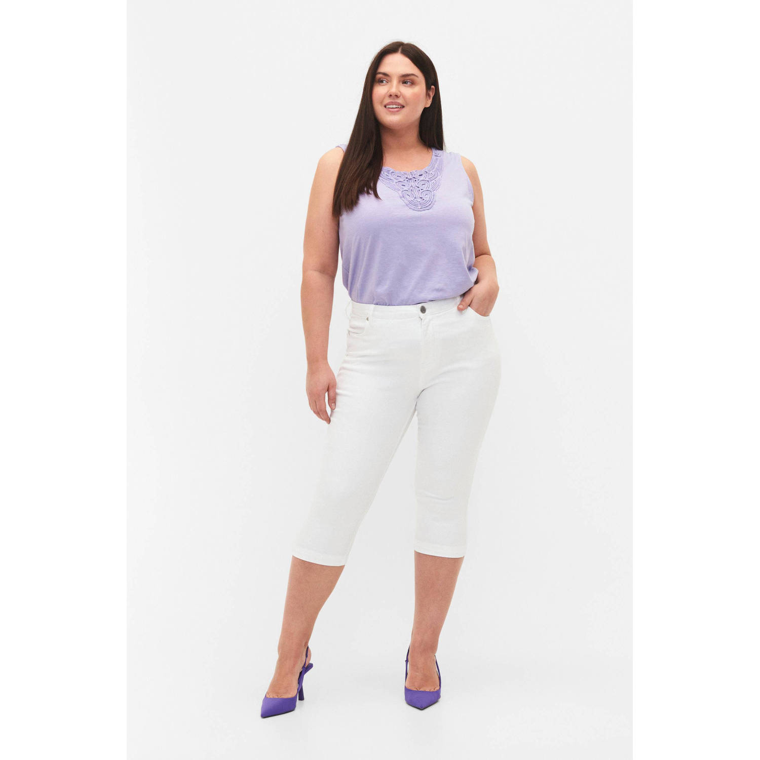 Zizzi high waist capri jeans AMY wit