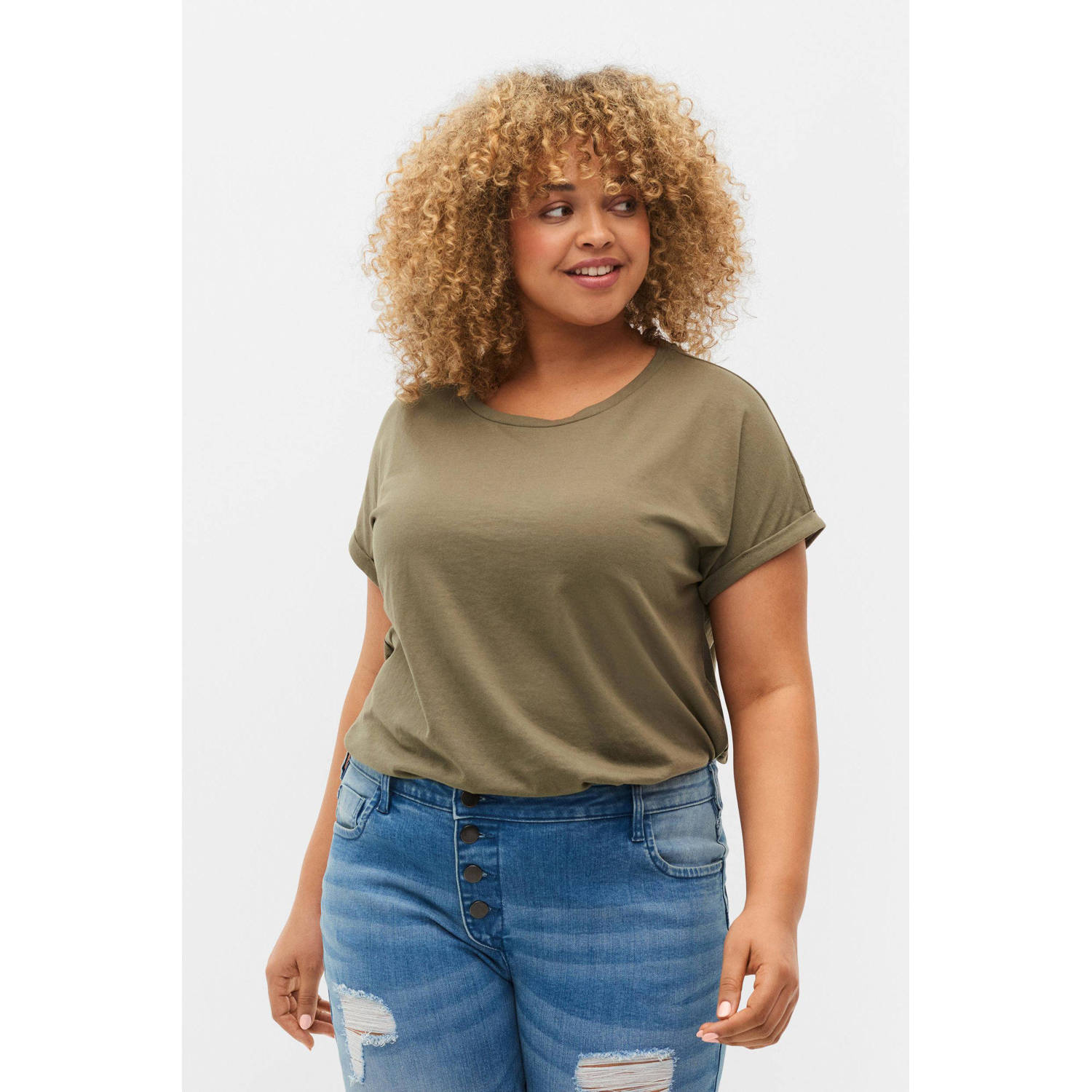 Zizzi T-shirt kaki
