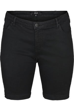denim slim regular waist short zwart
