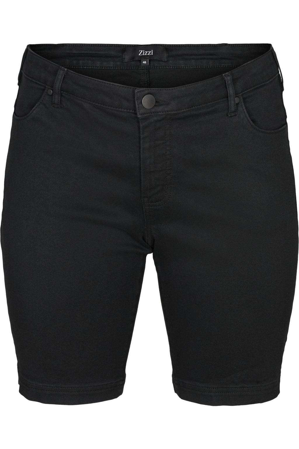 Zwarte dames Zizzi slim regular waist short van denim met effen