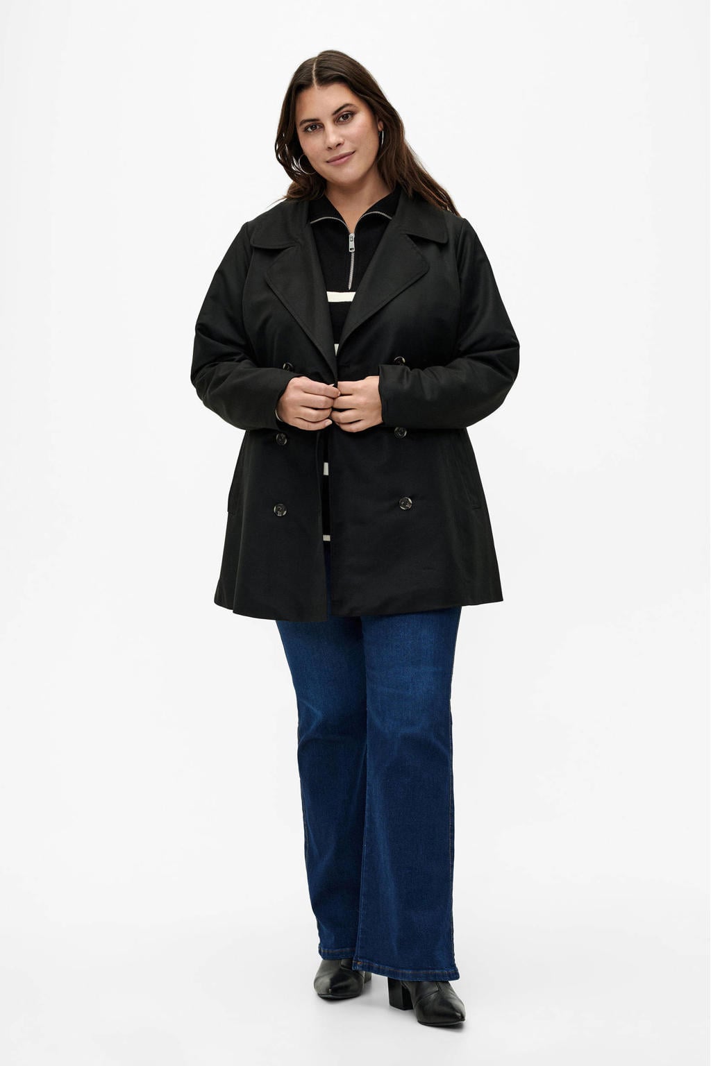 Zizzi trenchcoat zwart