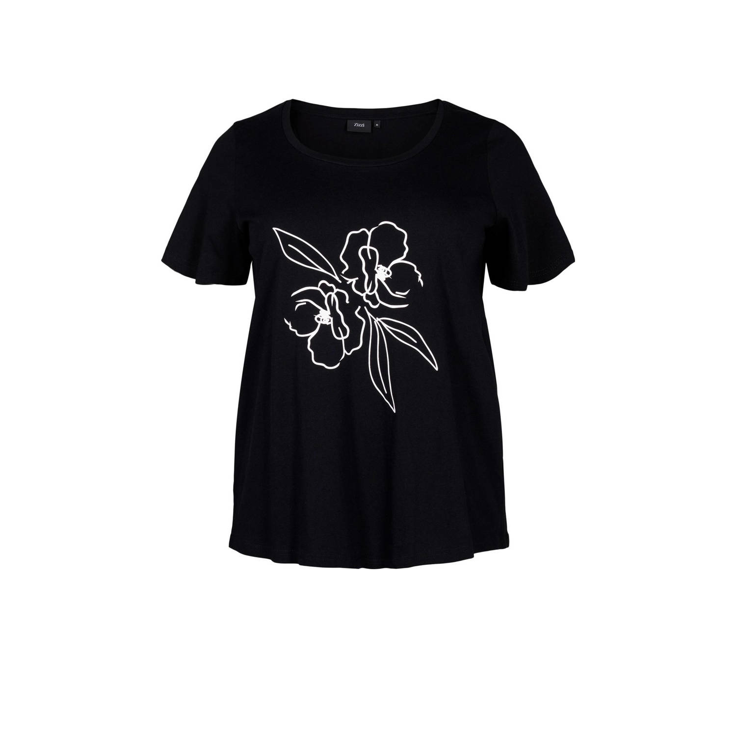 Zizzi T-shirt VELIN met printopdruk zwart