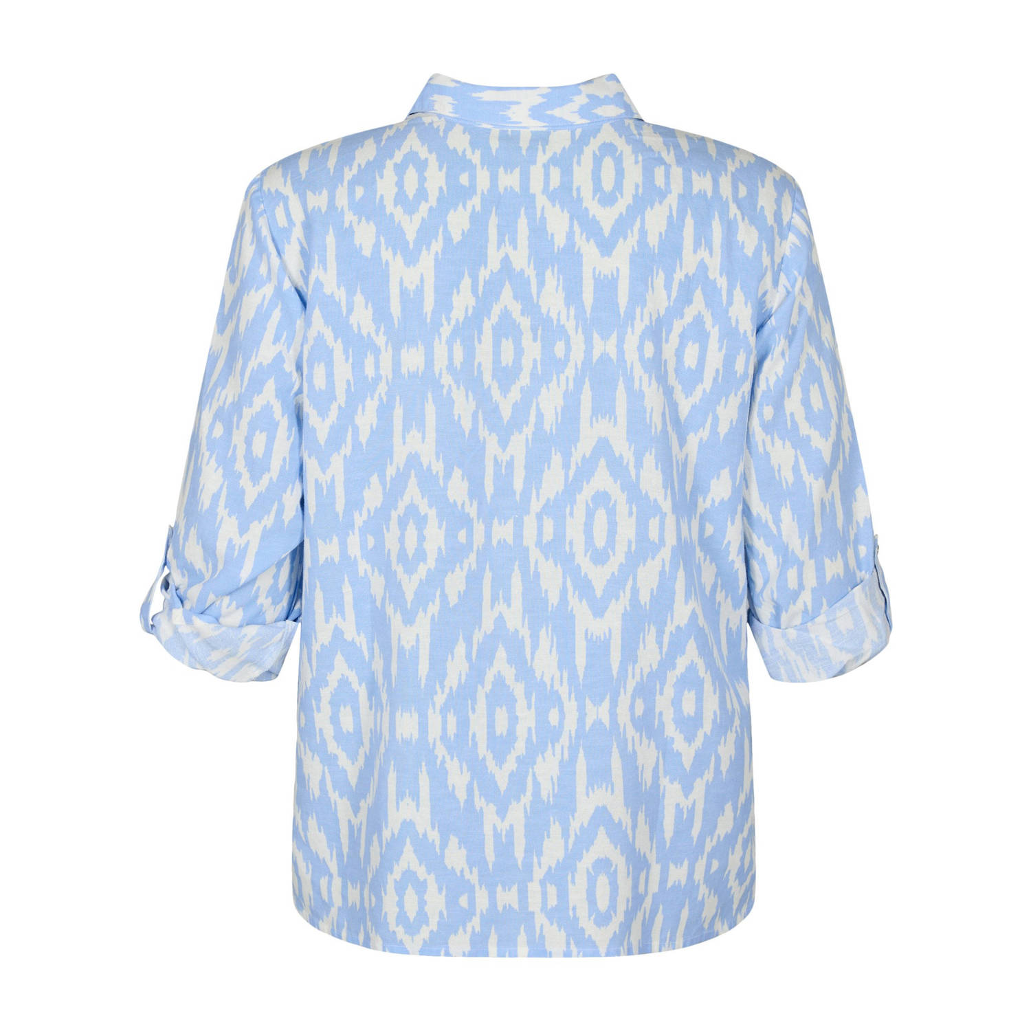 Zizzi blouse met all over print lichtblauw ecru
