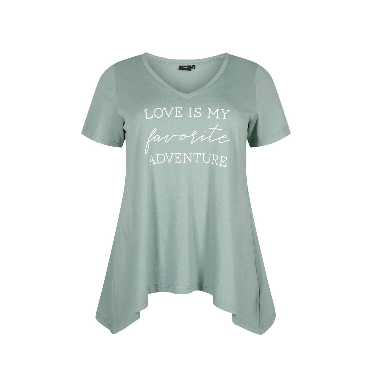 Zizzi T-shirt VDANNA met printopdruk mintgroen