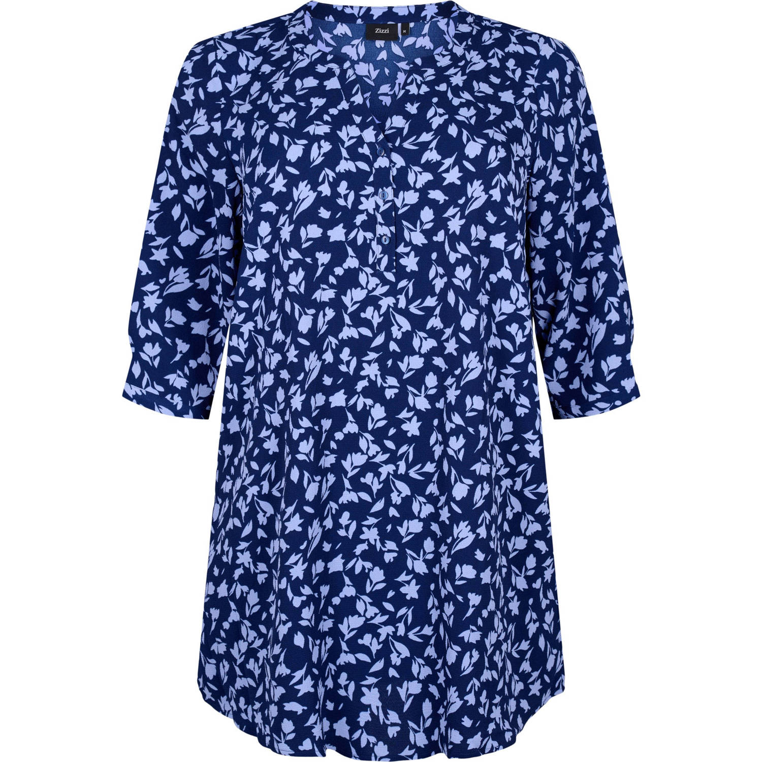 Zizzi tuniek met all over print blauw lichtblauw