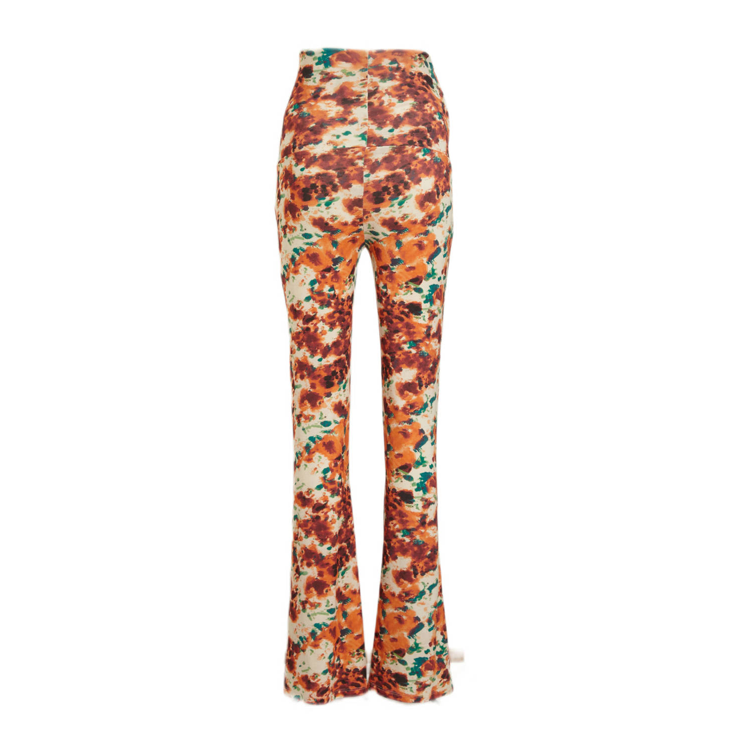 LOVE2WAIT high waist flared broek met all over print oranje brique groen