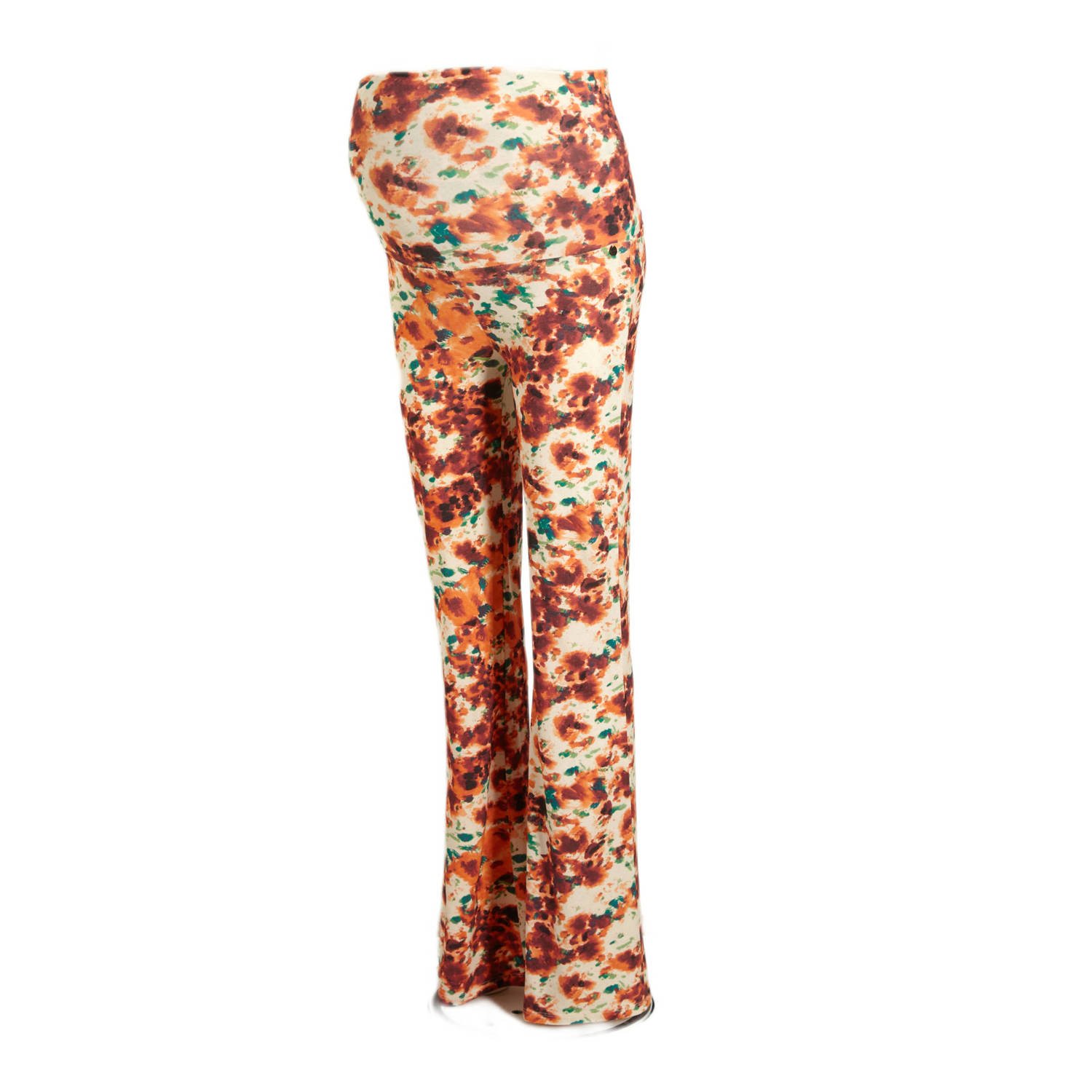 LOVE2WAIT high waist flared broek met all over print oranje brique groen