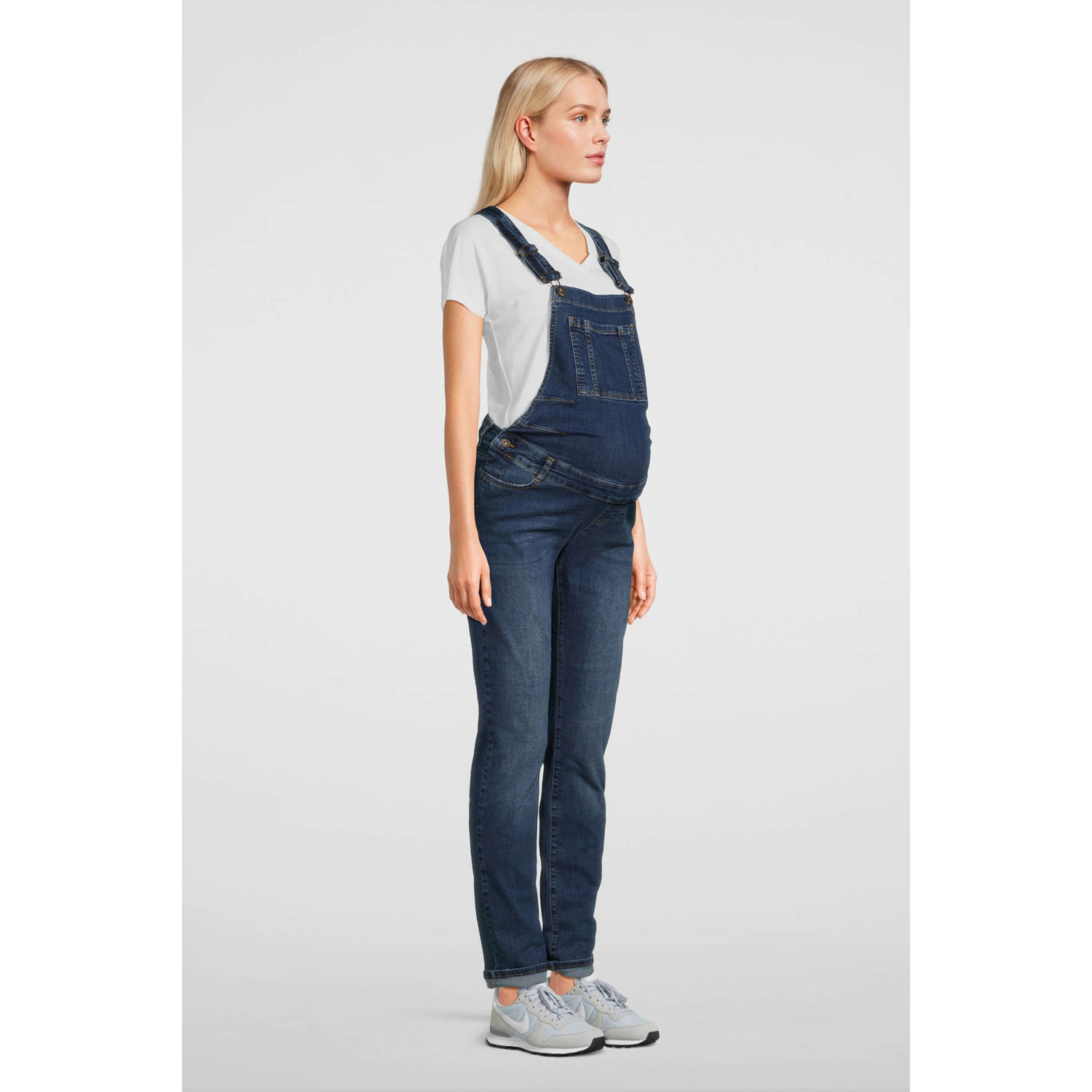LOVE2WAIT regular fit zwangerschapstuinbroek stonewashed