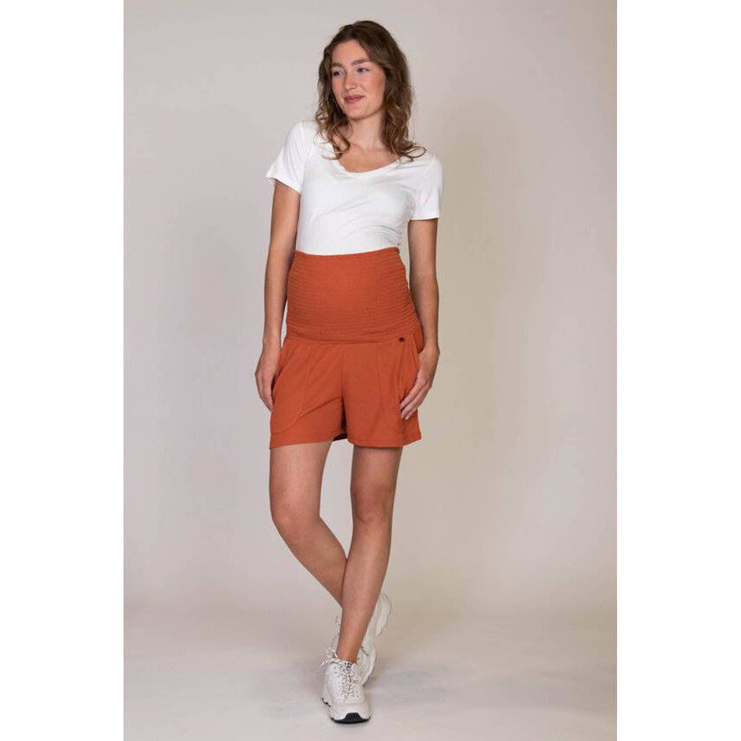 Love2wait regular fit short Siena oranje Korte broek Dames Polyester Effen XS
