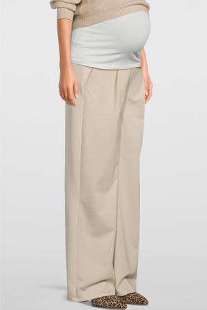 low waist wide leg broek beige