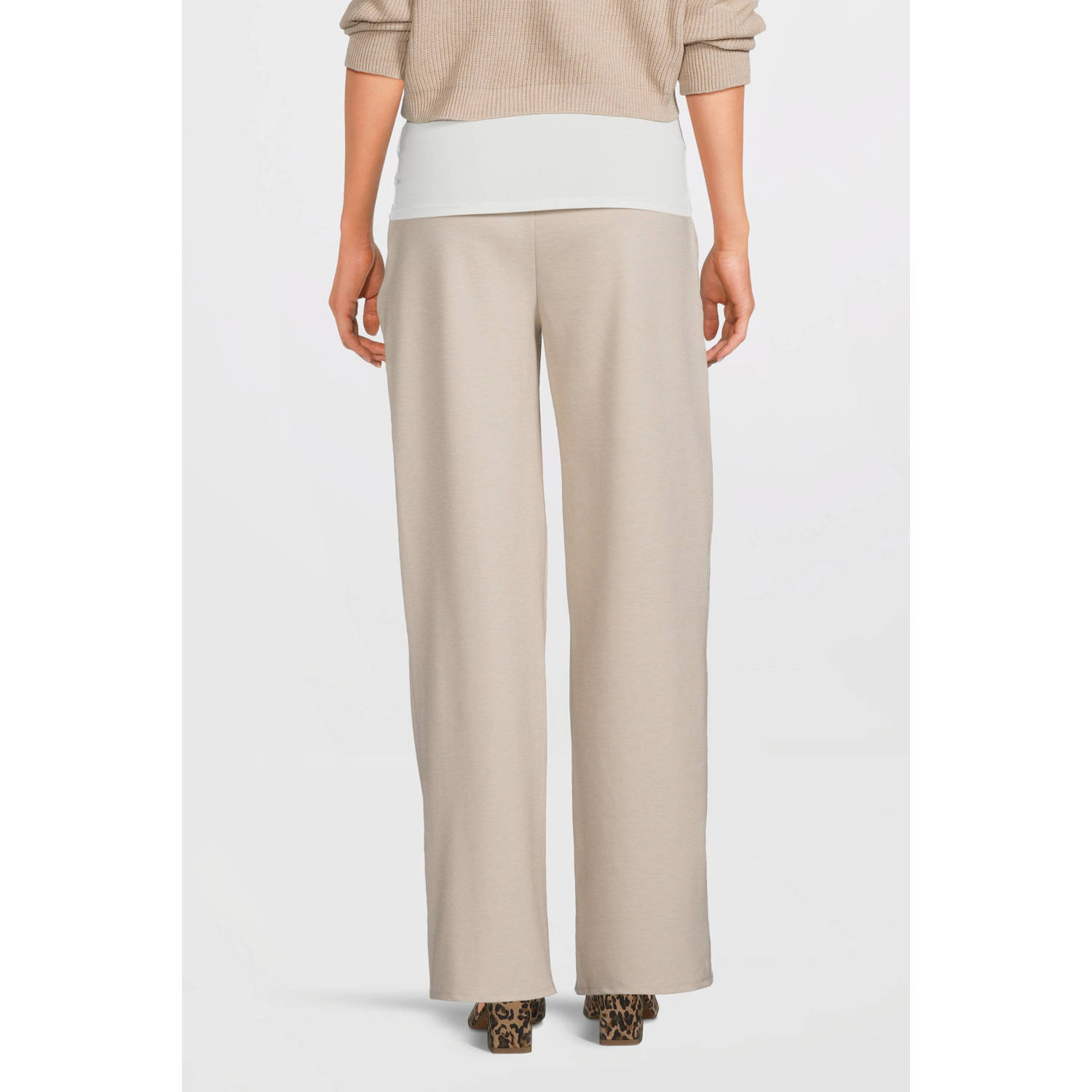 LOVE2WAIT low waist wide leg broek beige