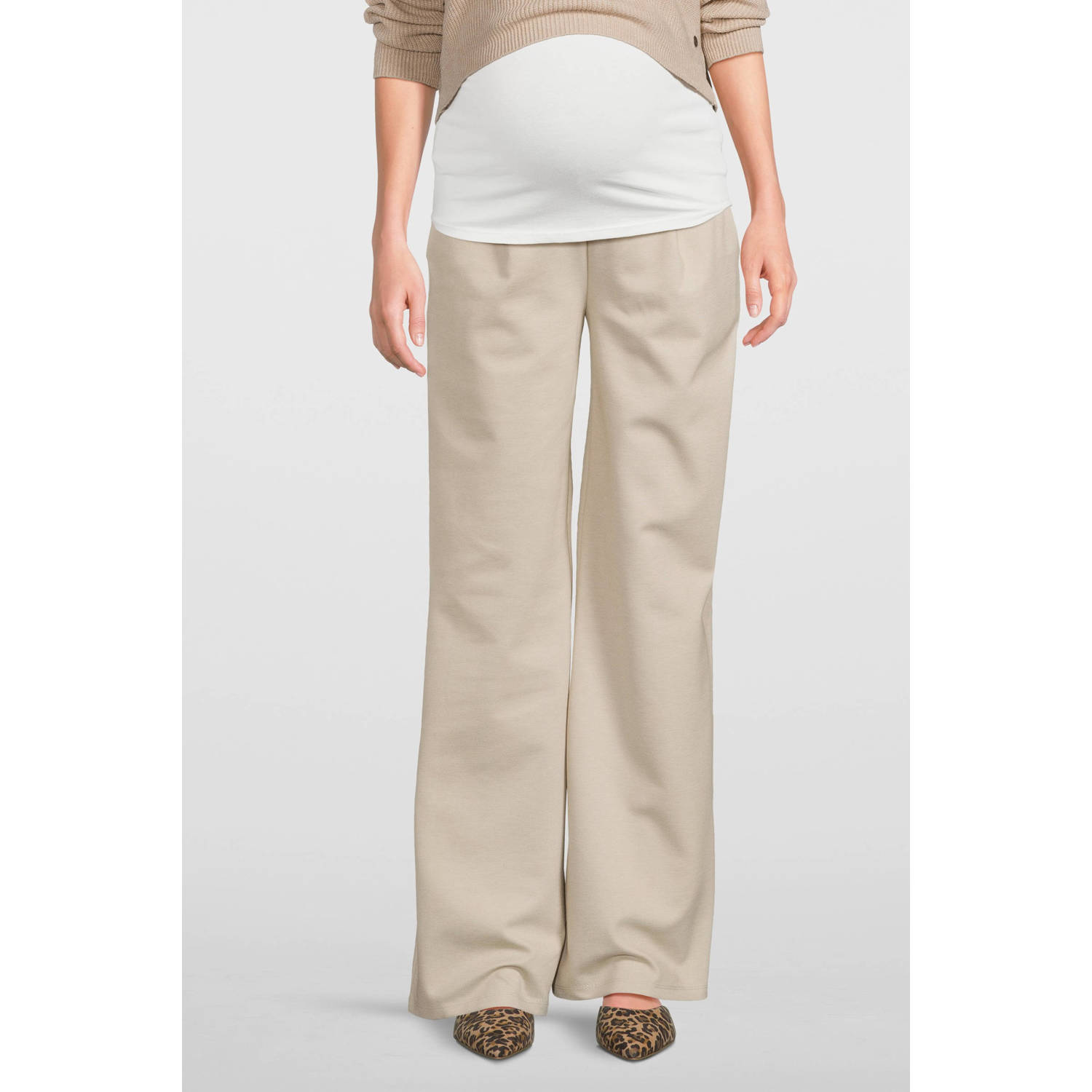 Love2wait low waist wide leg broek beige Dames Polyester Effen XS