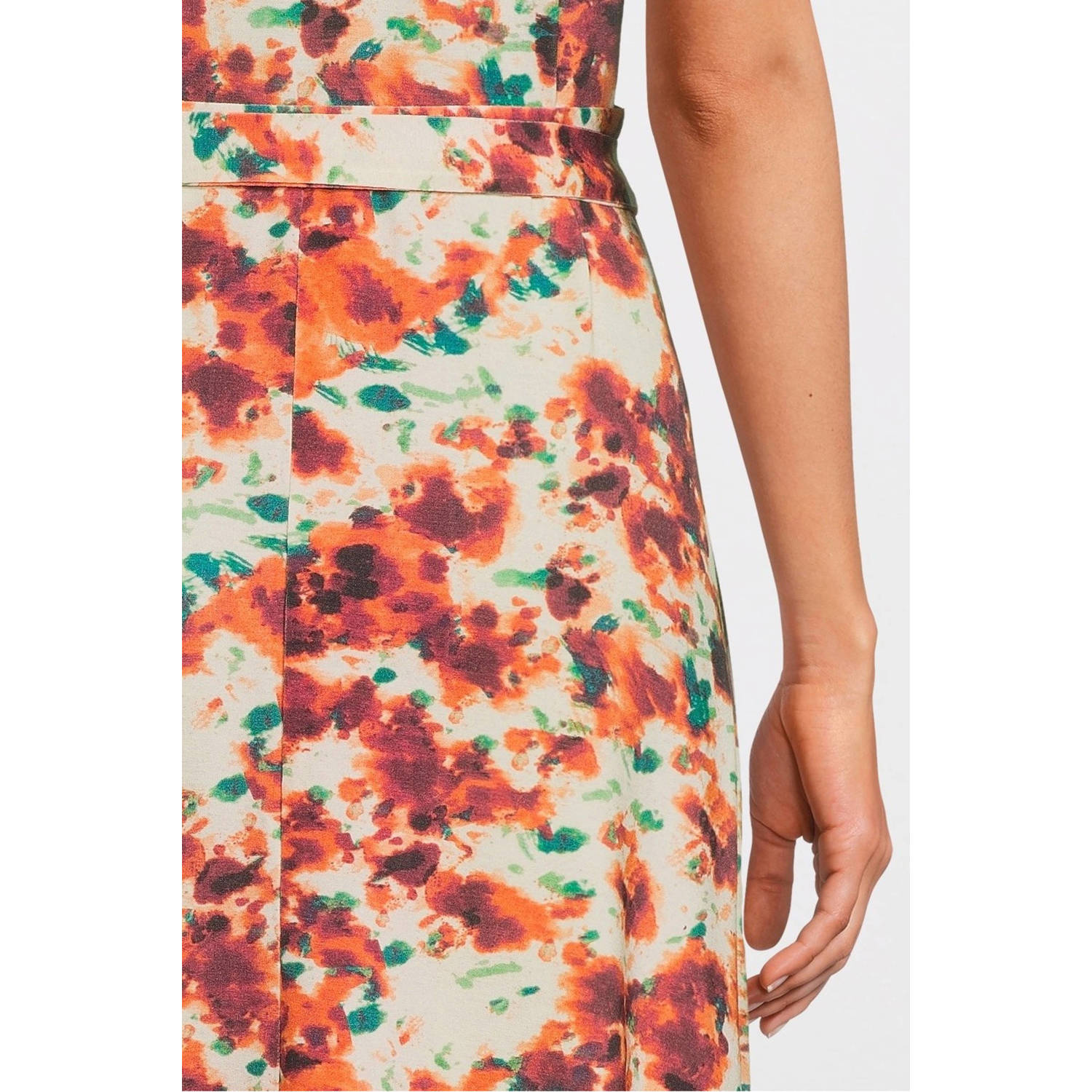 LOVE2WAIT zwangerschaps- en voedingsjurk met all over print oranje brique groen