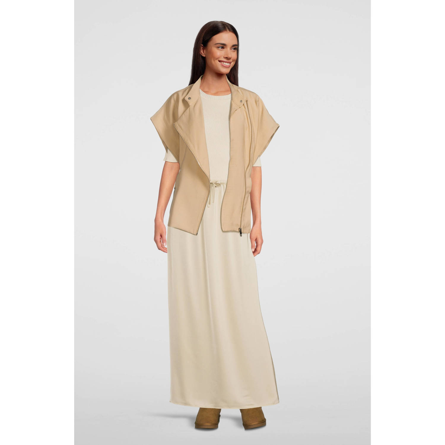 Another-Label satijnen maxi rok ecru