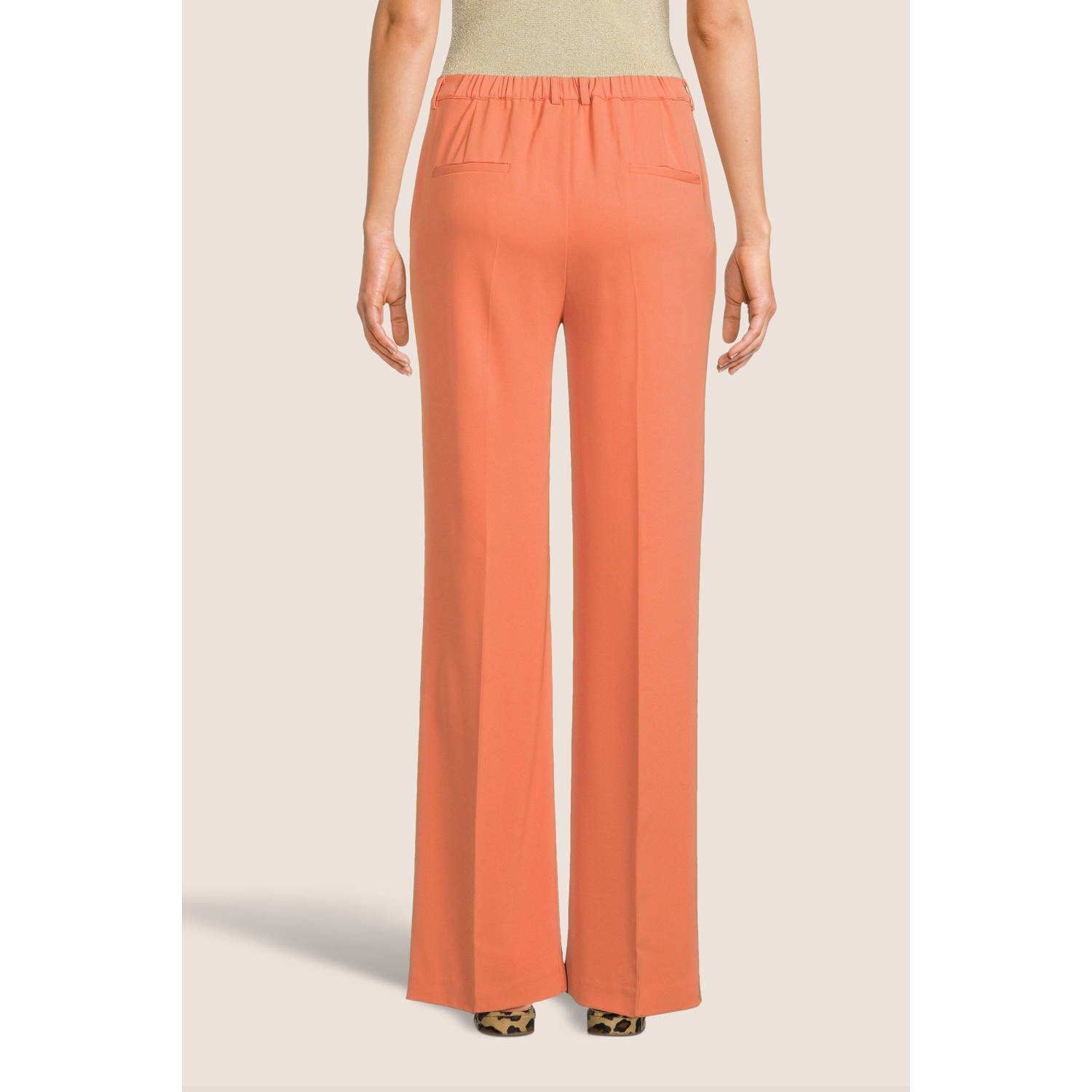 Another-Label high waist straight fit pantalon oranje