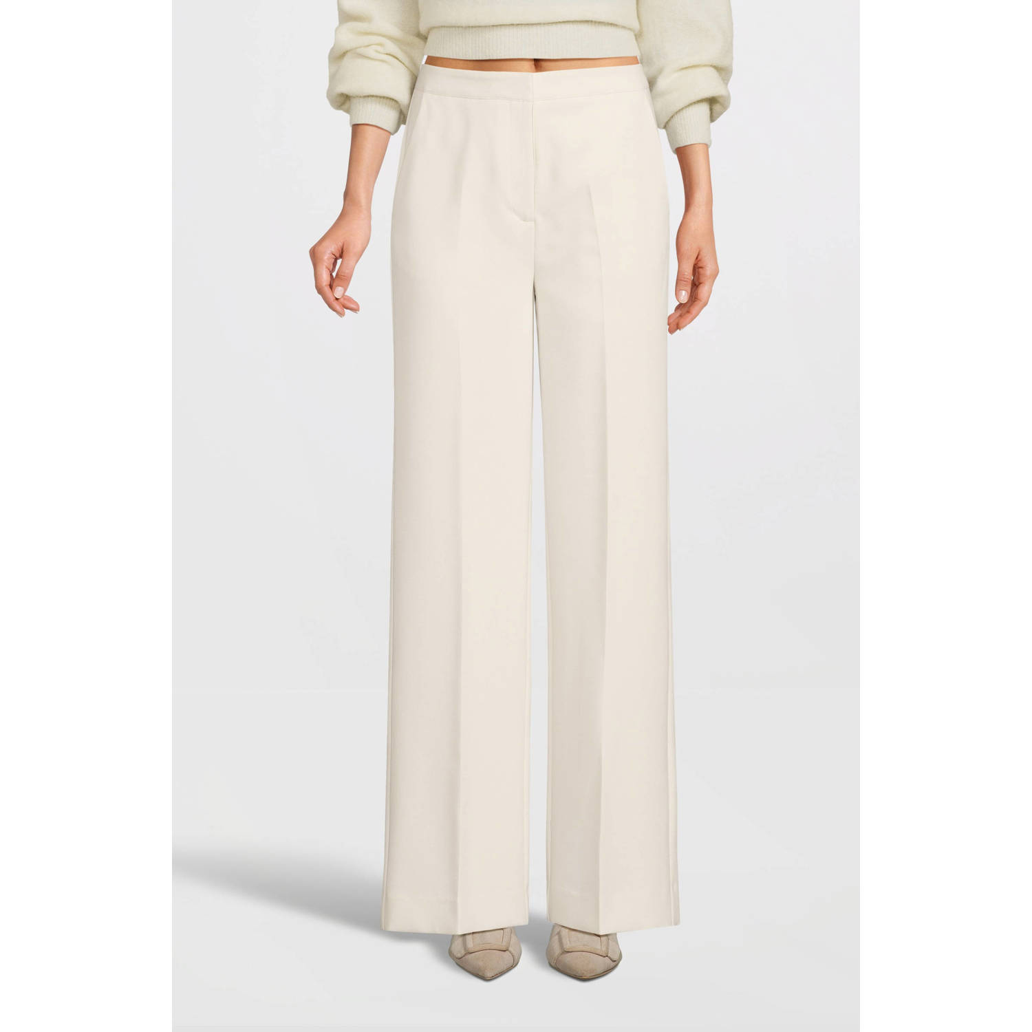 Another-Label high waist straight fit pantalon Moore ecru