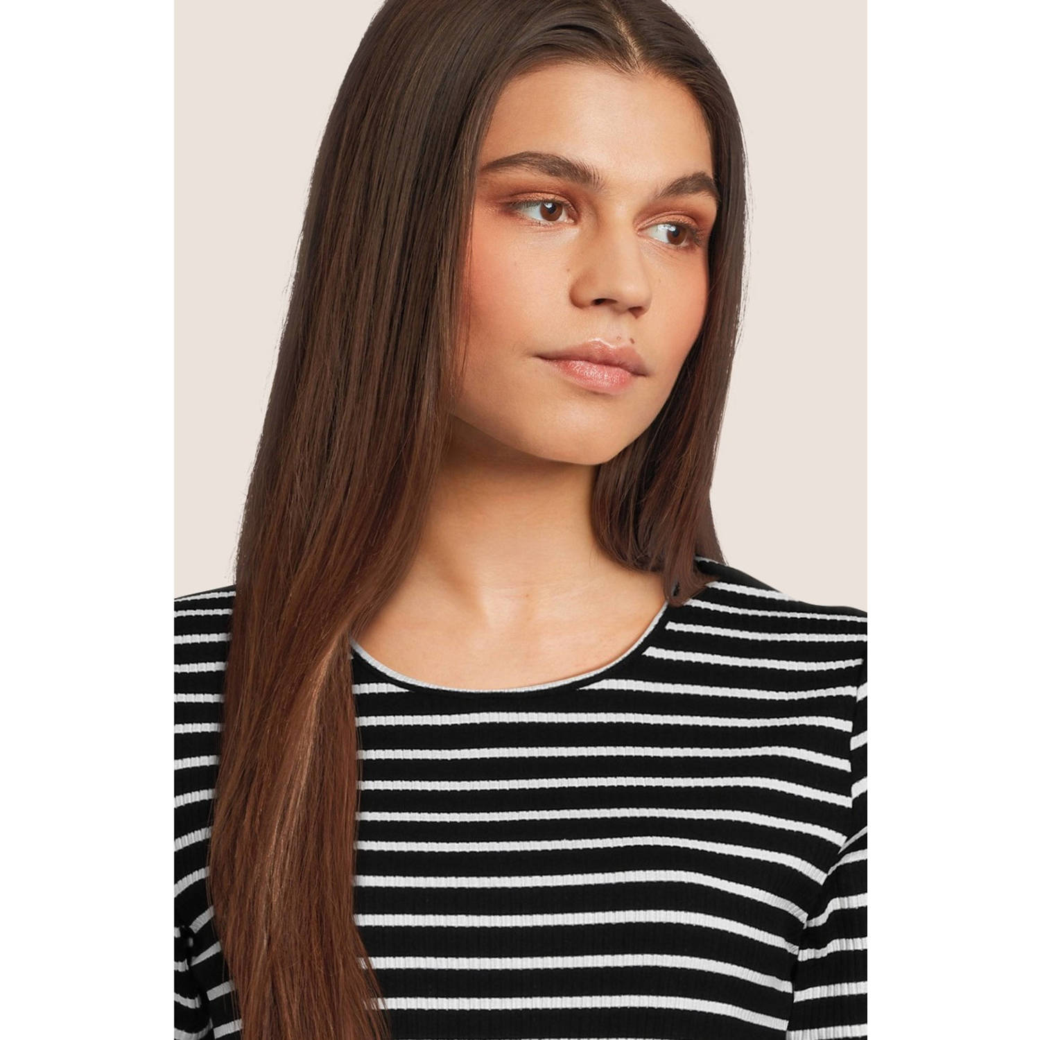 Another-Label gestreept T-shirt zwart wit