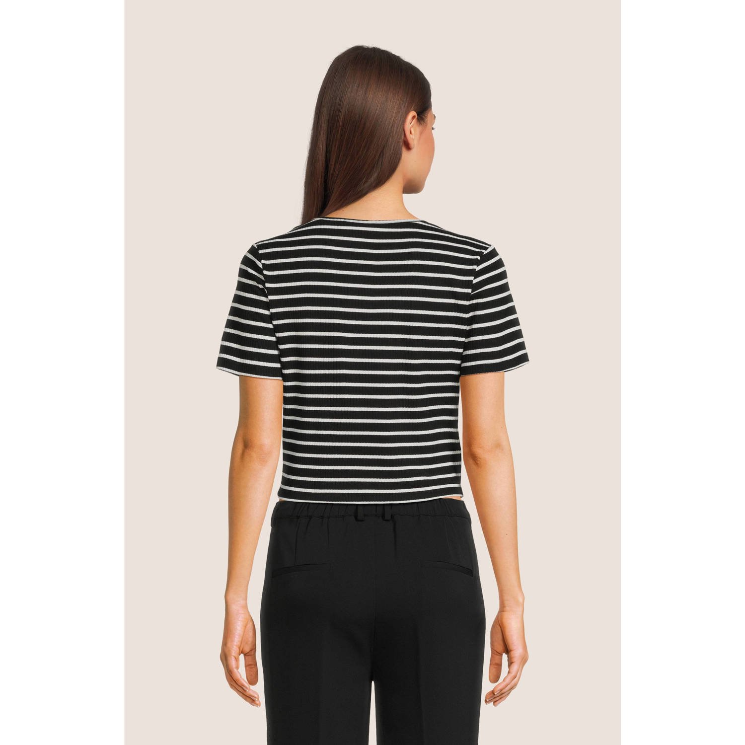 Another-Label gestreept T-shirt zwart wit