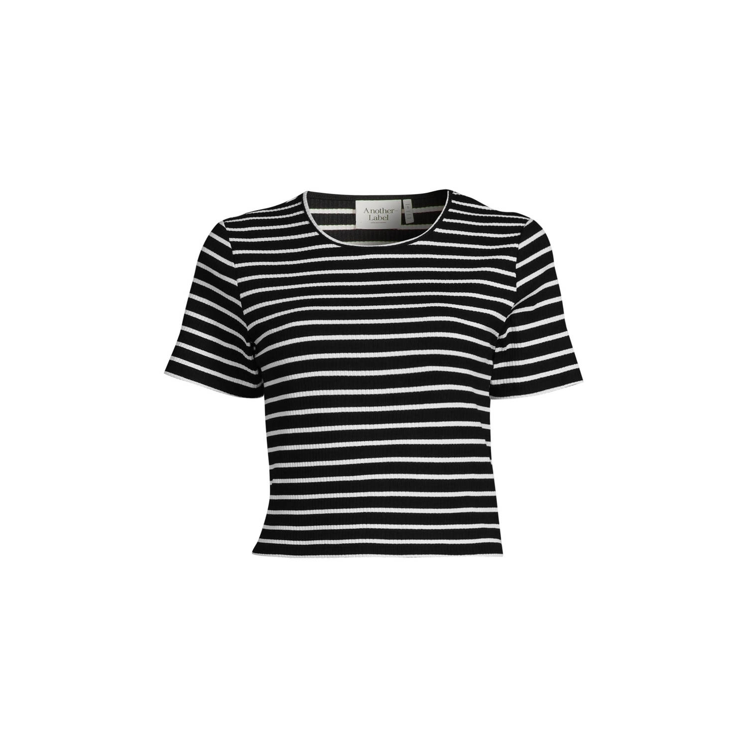 ANOTHER LABEL Dames Tops & T-shirts Elyne Stripe T-shirt S s Zwart