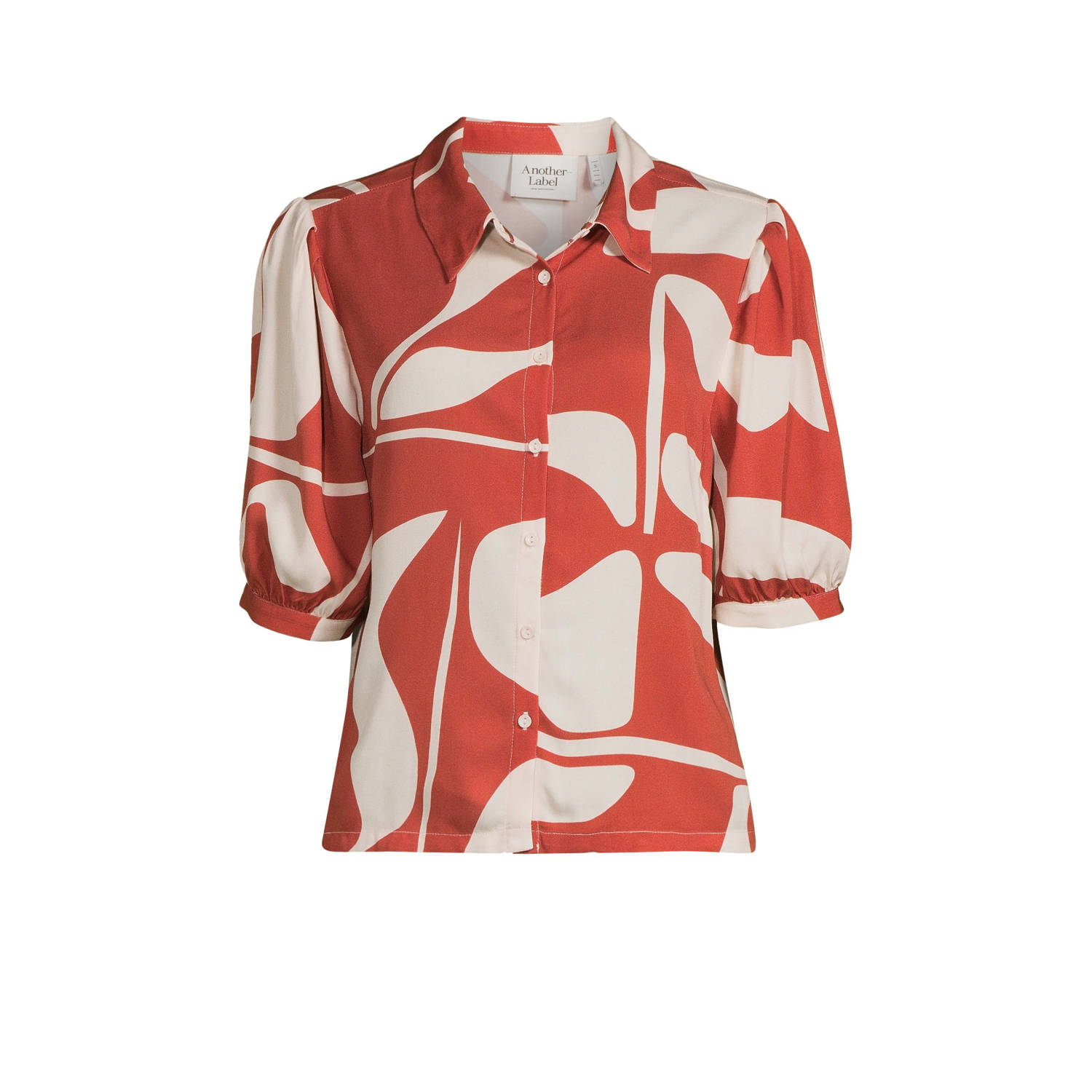 Another-Label blouse met grafische print oranje ecru