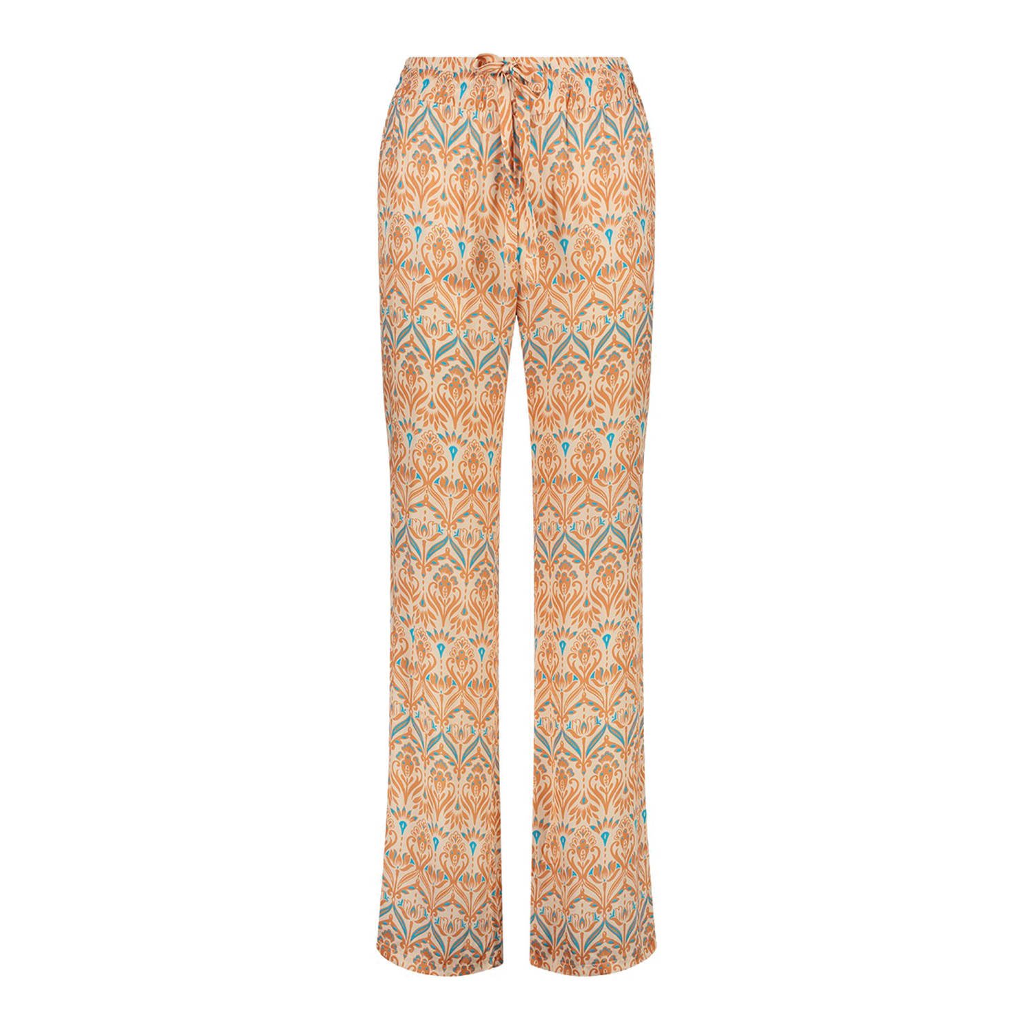 Jane Lushka wide leg broek met all over print oranje geel