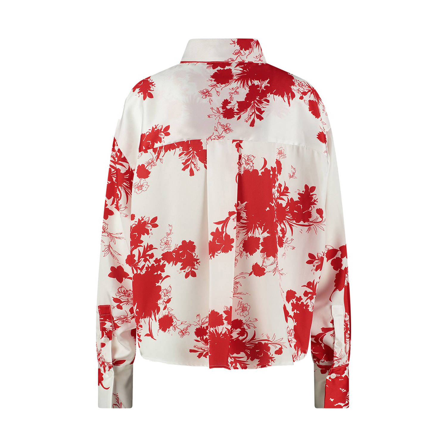 Jane Lushka gebloemde blouse Sally koraalrood wit