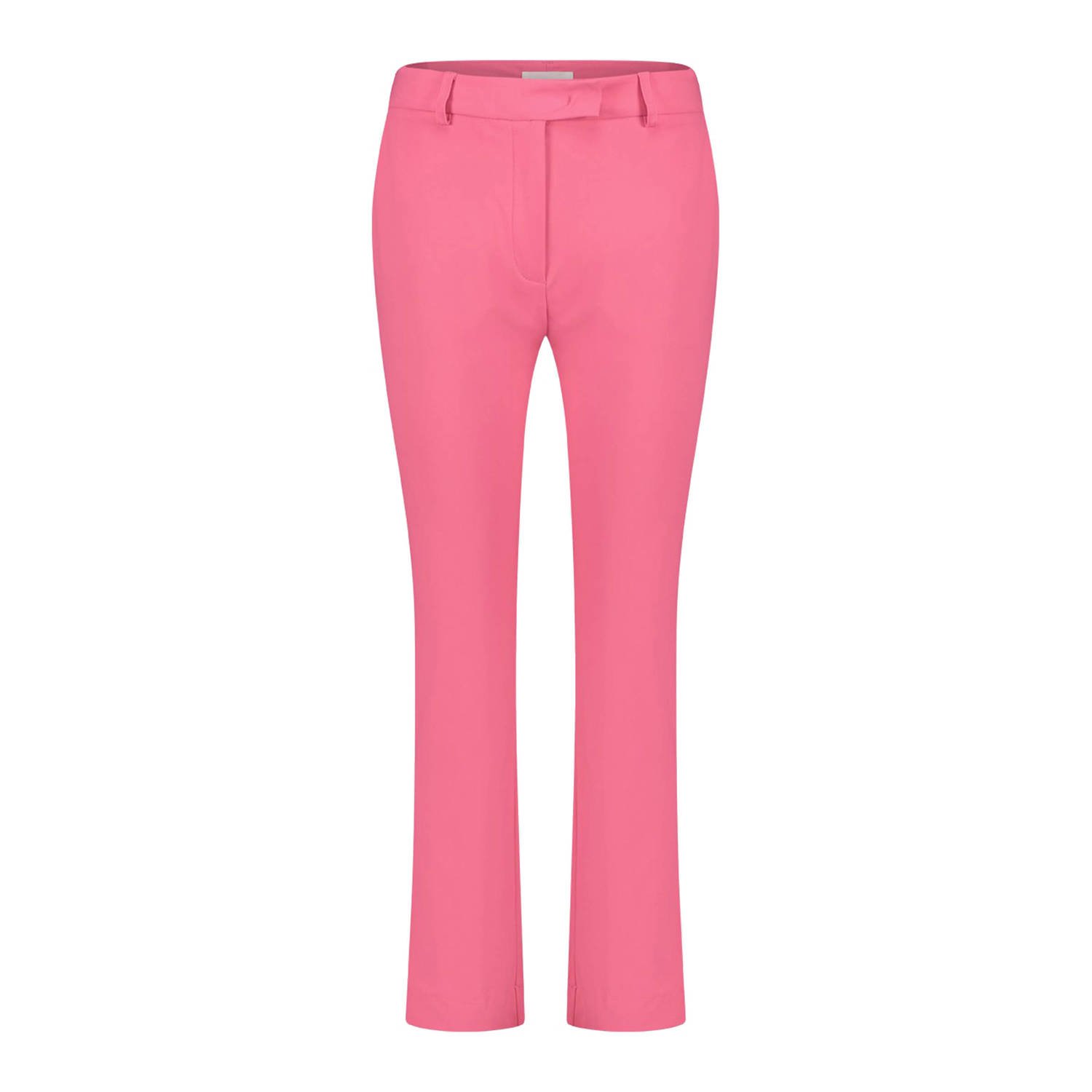 Jane Lushka cropped regular fit broek van travelstof roze