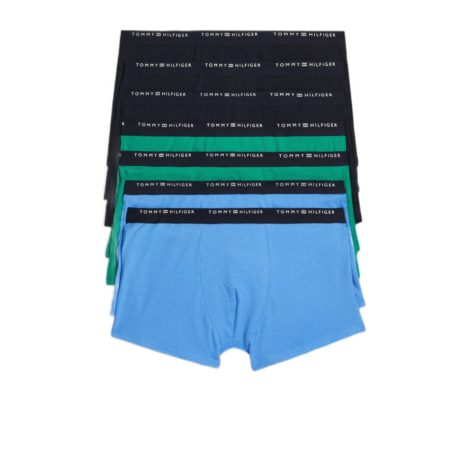 Tommy Hilfiger boxershort set van 7 blauw groen zwart Multi Jongens Stretchkatoen 128-140