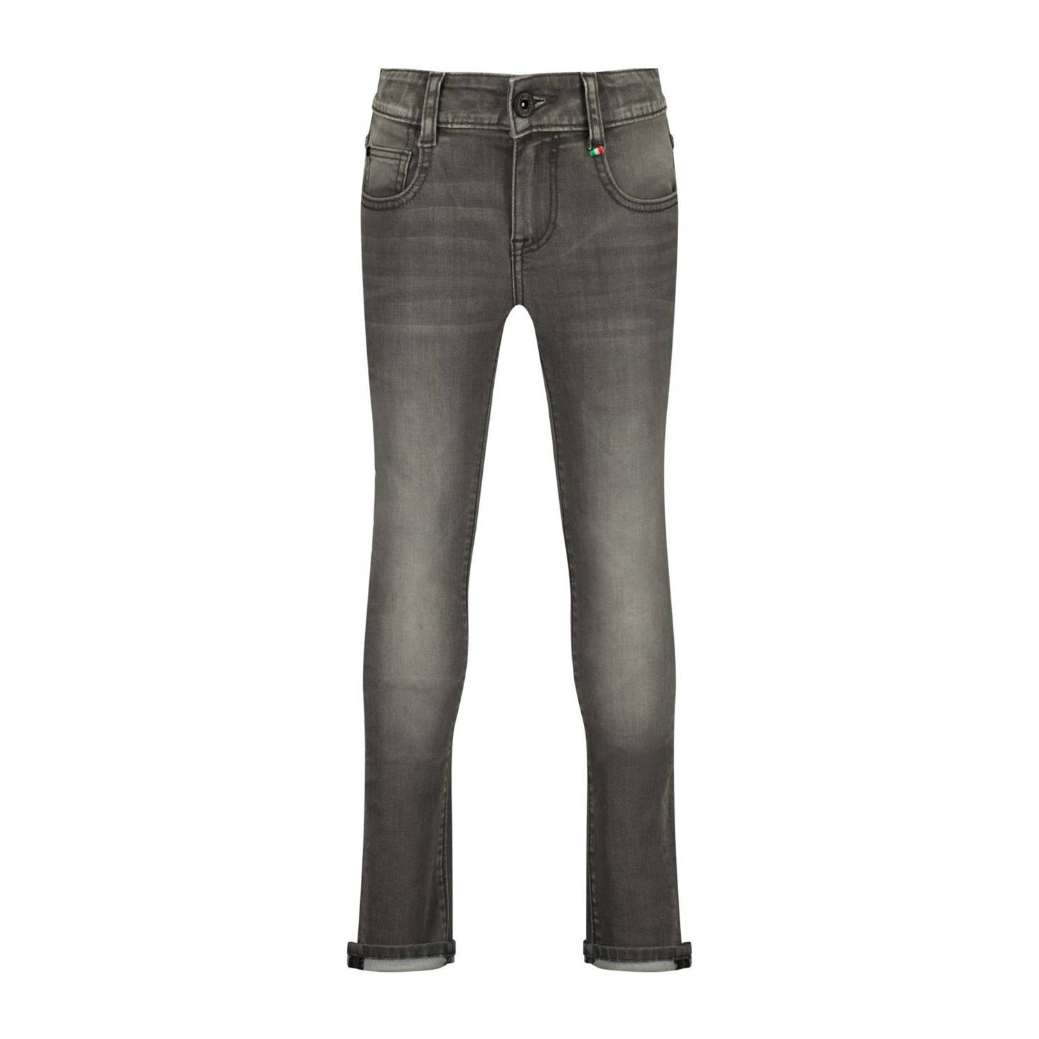 VINGINO skinny jeans Anzio dark grey vintage Grijs Jongens Katoen Effen 134
