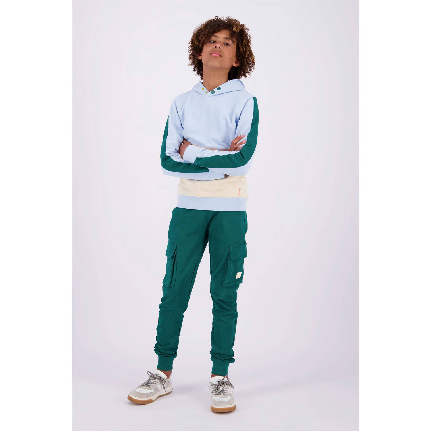 VINGINO regular fit joggingbroek Sylvian donkergroen Jongens Katoen Effen 164