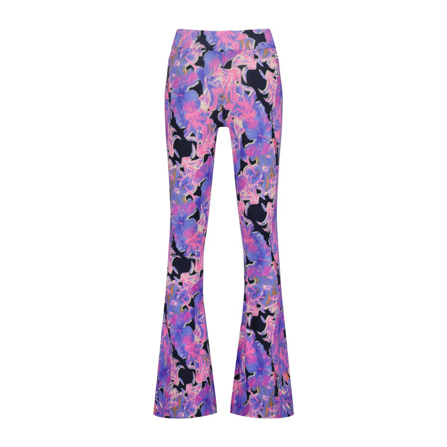 VINGINO flared broek Safien met all over print paars roze zwart Meisjes Viscose 128