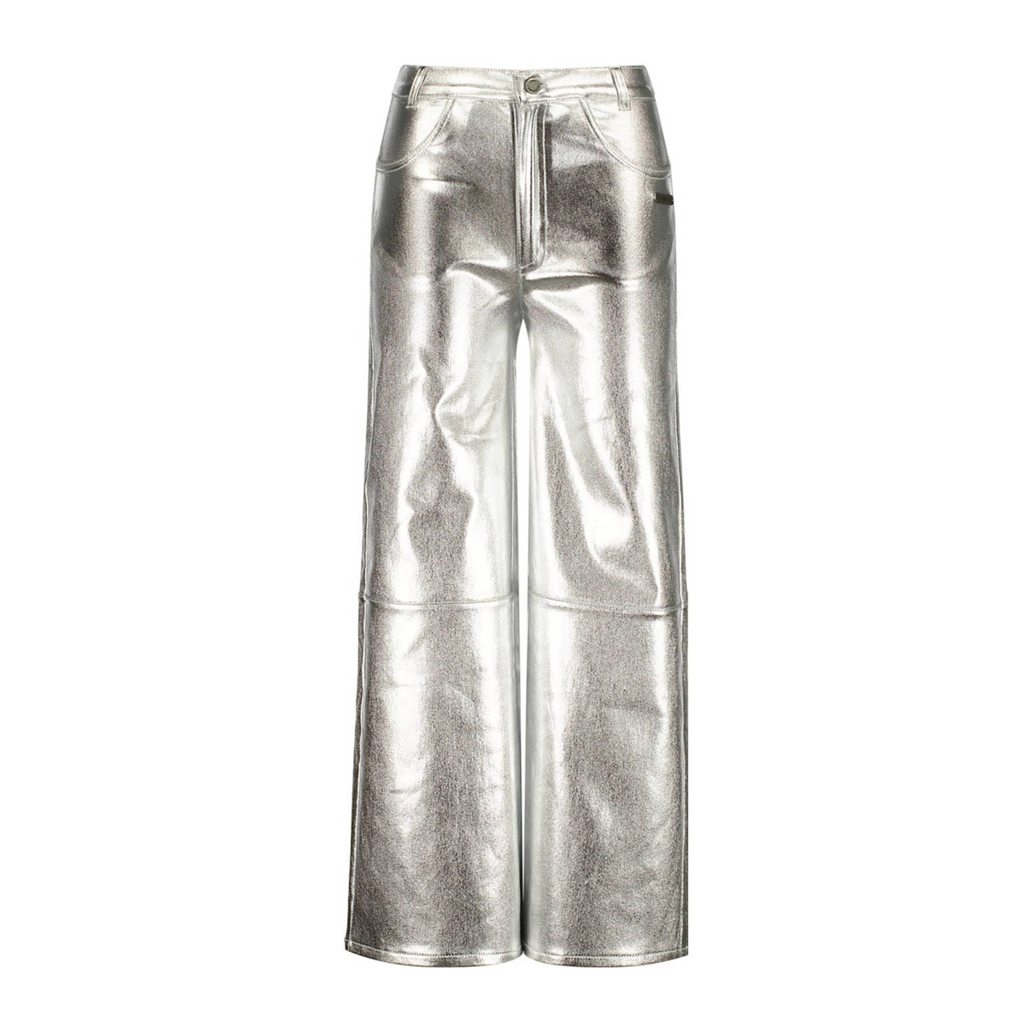 VINGINO metallic wide leg broek Sarley zilver Meisjes Katoen Effen 128