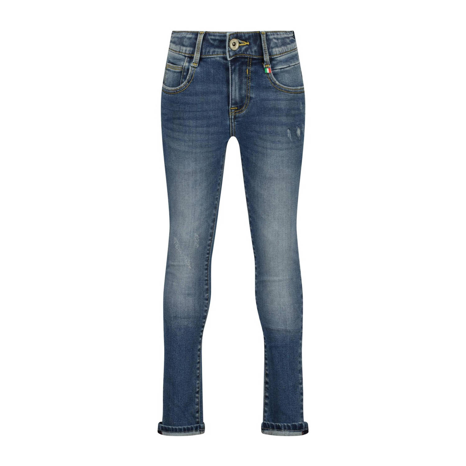 VINGINO skinny jeans Amos dark blue denim Blauw Jongens Katoen Effen 128
