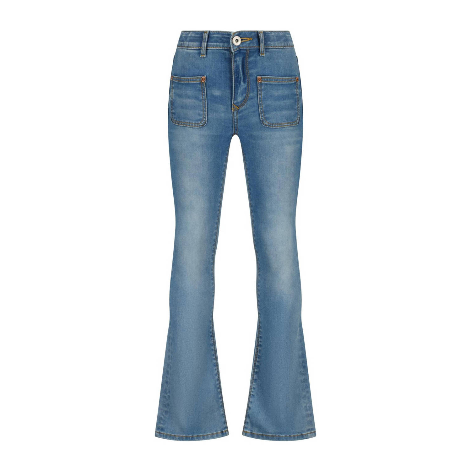 VINGINO flared jeans blue vintage Blauw Meisjes Katoen Effen 134