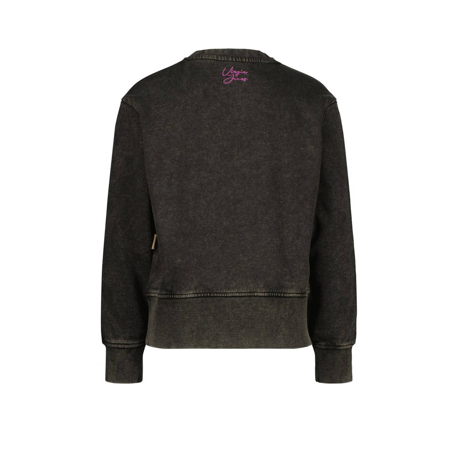 Vingino sweater Narou met tekst vergrijsd zwart