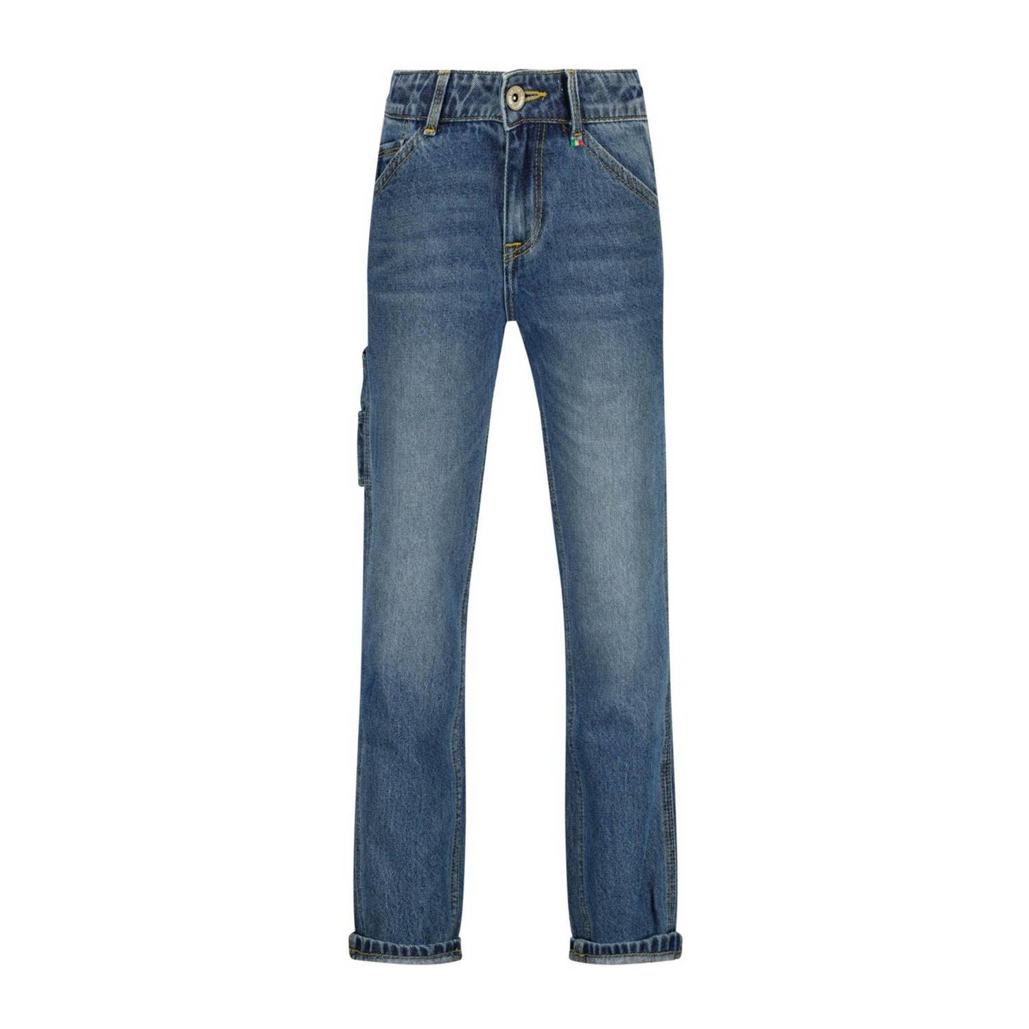 VINGINO straight fit jeans dark blue denim Blauw Jongens Katoen Effen 128