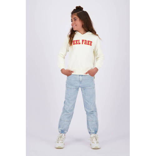 Vingino hoodie Nadien met tekst offwhite/rood afbeelding