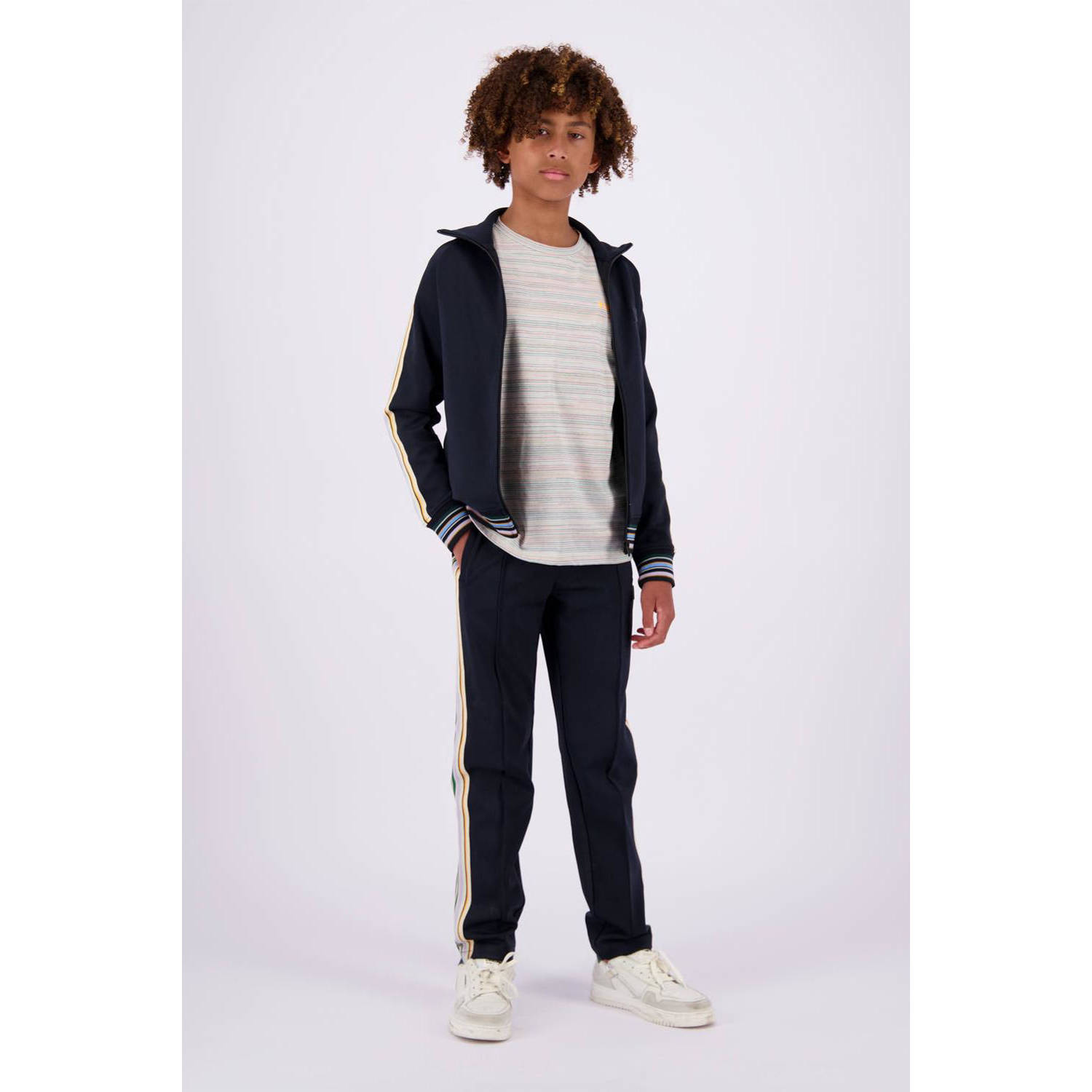 VINGINO regular fit joggingbroek Sowin met zijstreep zwart zand Jongens Polyester 152