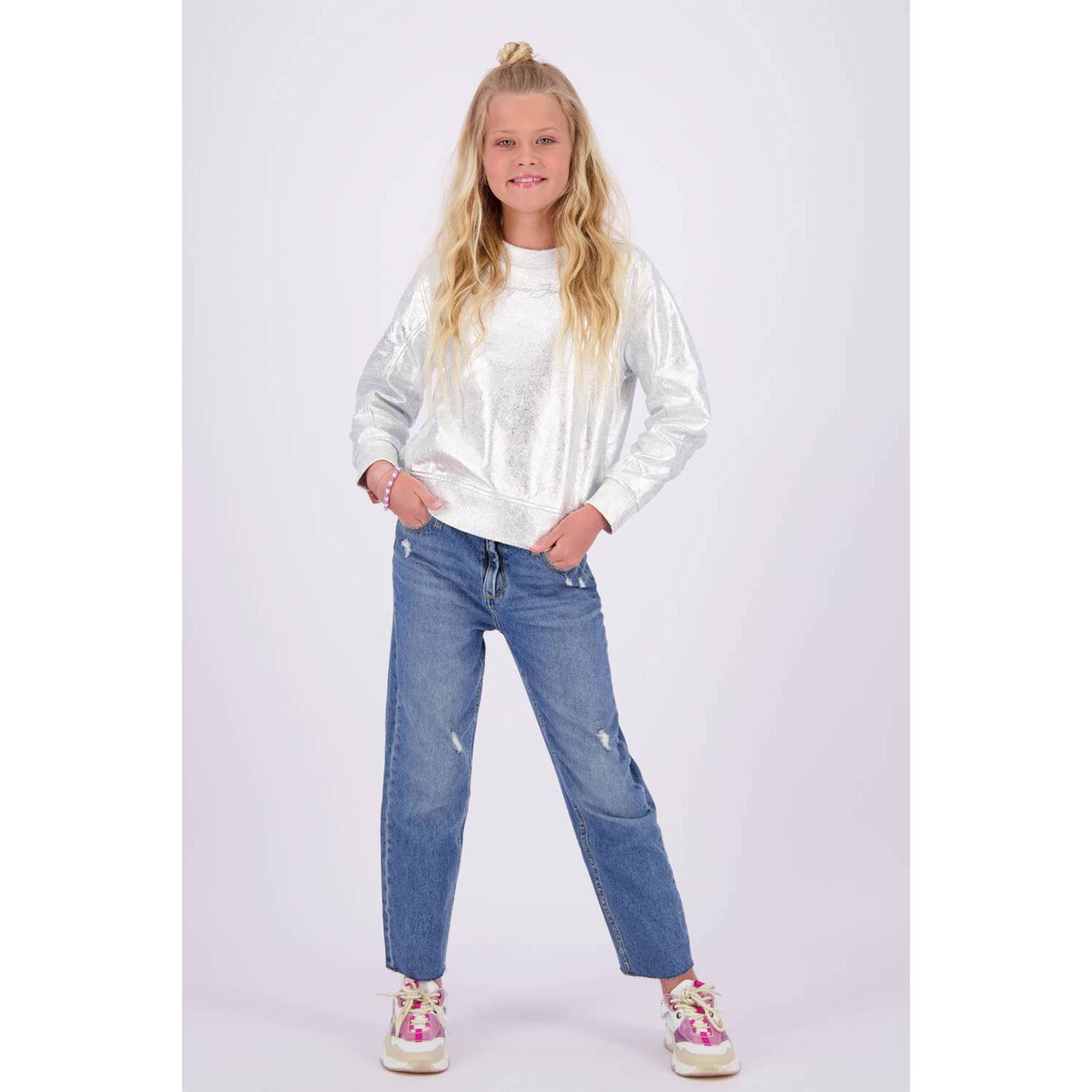 VINGINO sweater Nizanne zilver Meisjes Katoen Ronde hals Effen 140