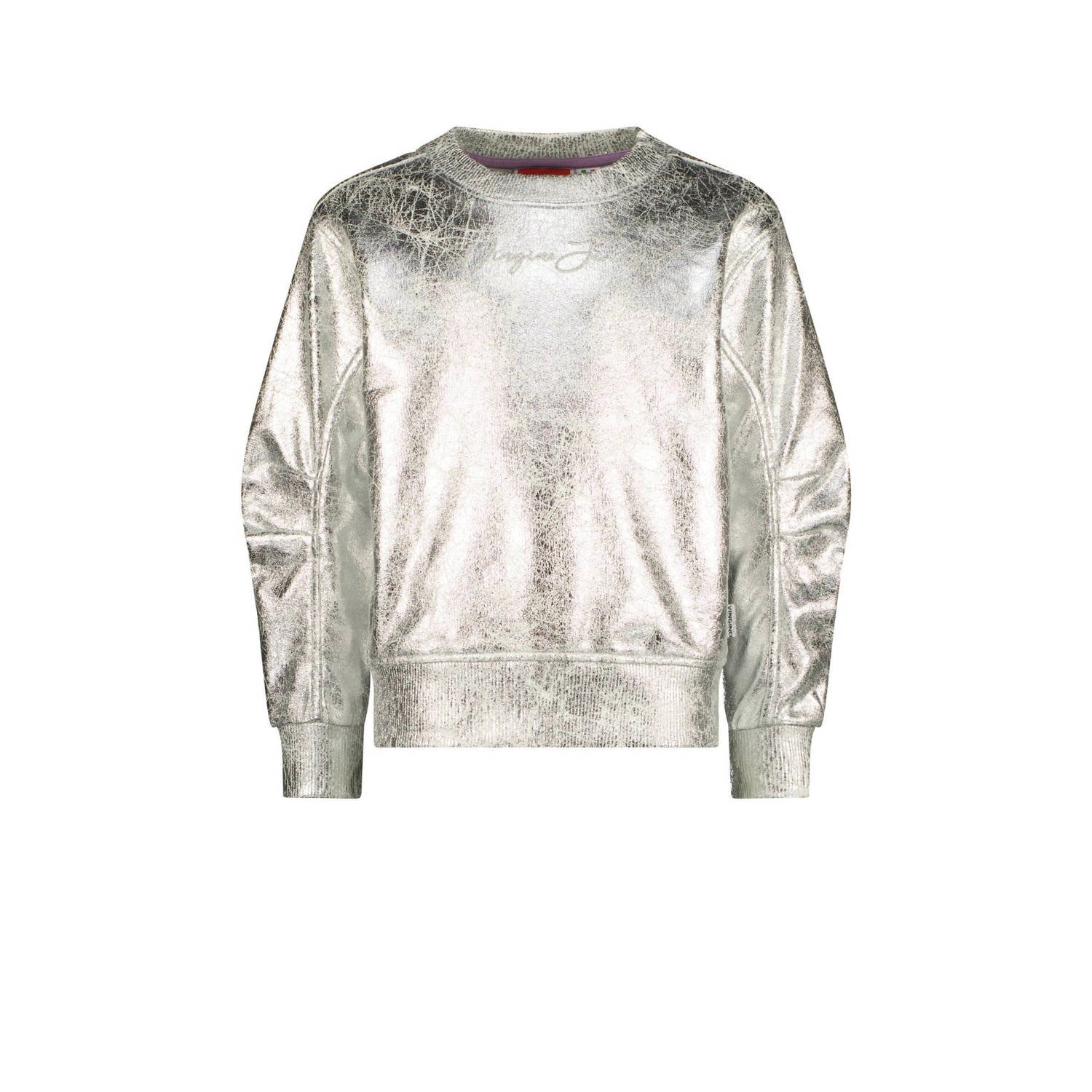 VINGINO sweater Nizanne zilver Meisjes Katoen Ronde hals Effen 128