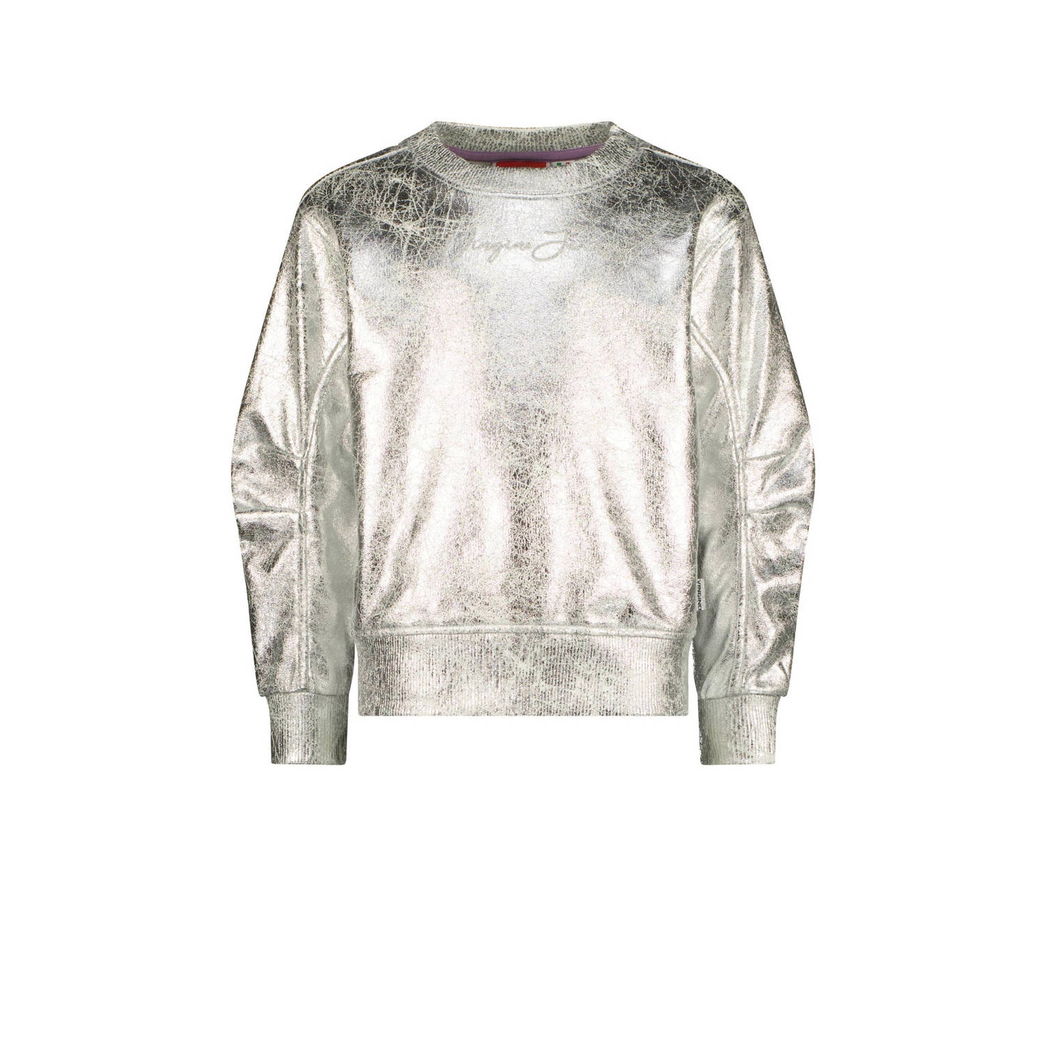 VINGINO sweater Nizanne zilver Meisjes Katoen Ronde hals Effen 140