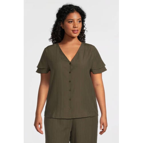 GREAT LOOKS crinkle top khaki afbeelding