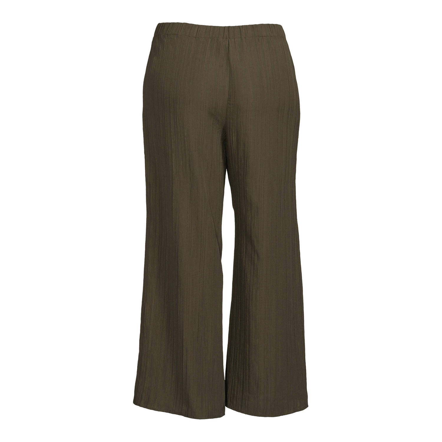 GREAT LOOKS crinkle wide leg broek khaki