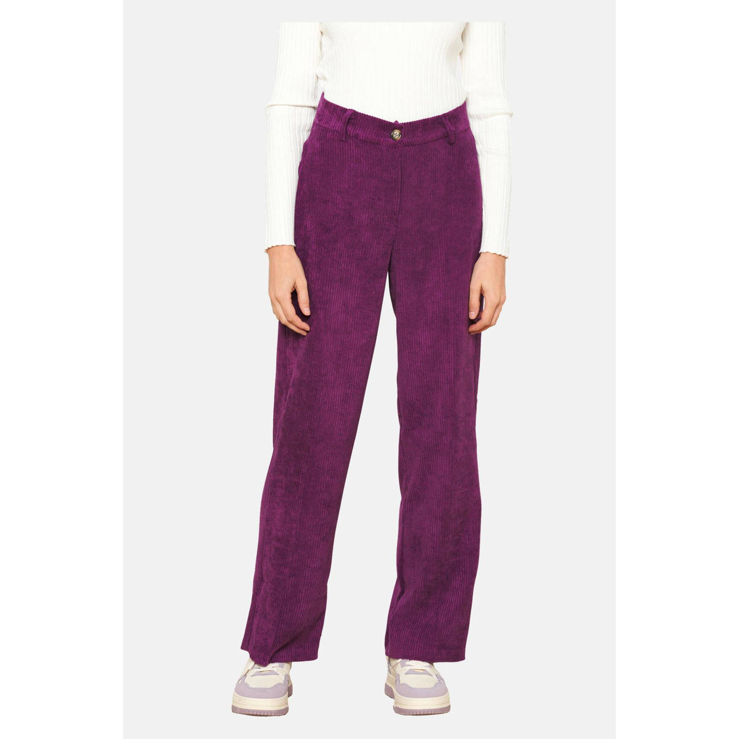 LOLALIZA high waist straight fit broek aubergine
