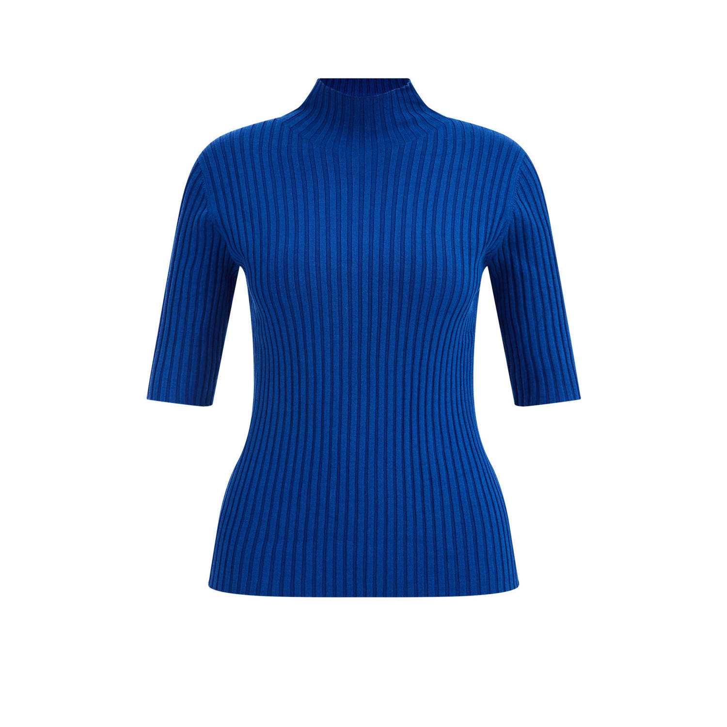 WE Fashion ribgebreide top blauw