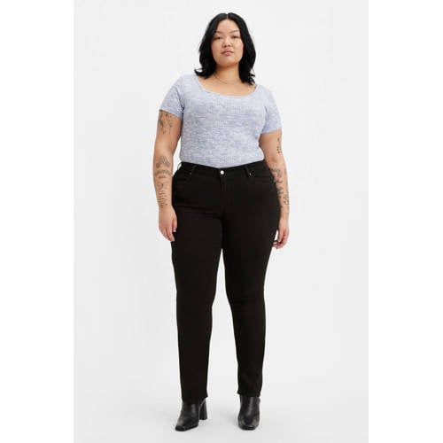 Levi's Plus 314 high waist straight leg jeans black denim afbeelding