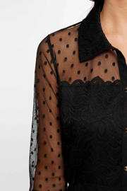 thumbnail: Morgan semi-transparante blouse met stippen en kant zwart
