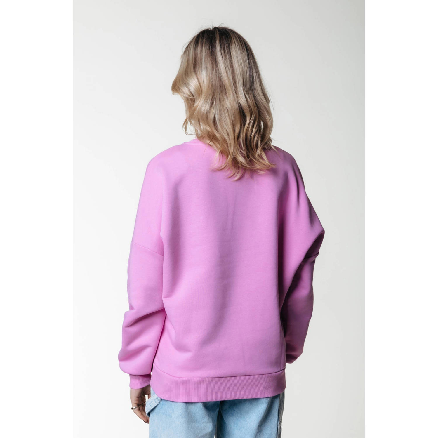 Colourful Rebel sweater Self Love met printopdruk roze