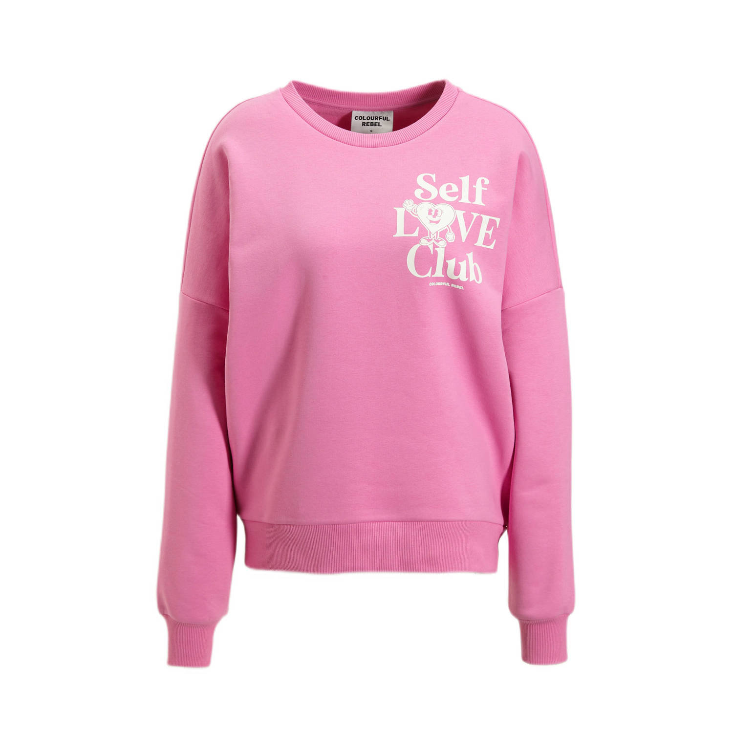 Colourful Rebel sweater Self Love met printopdruk roze