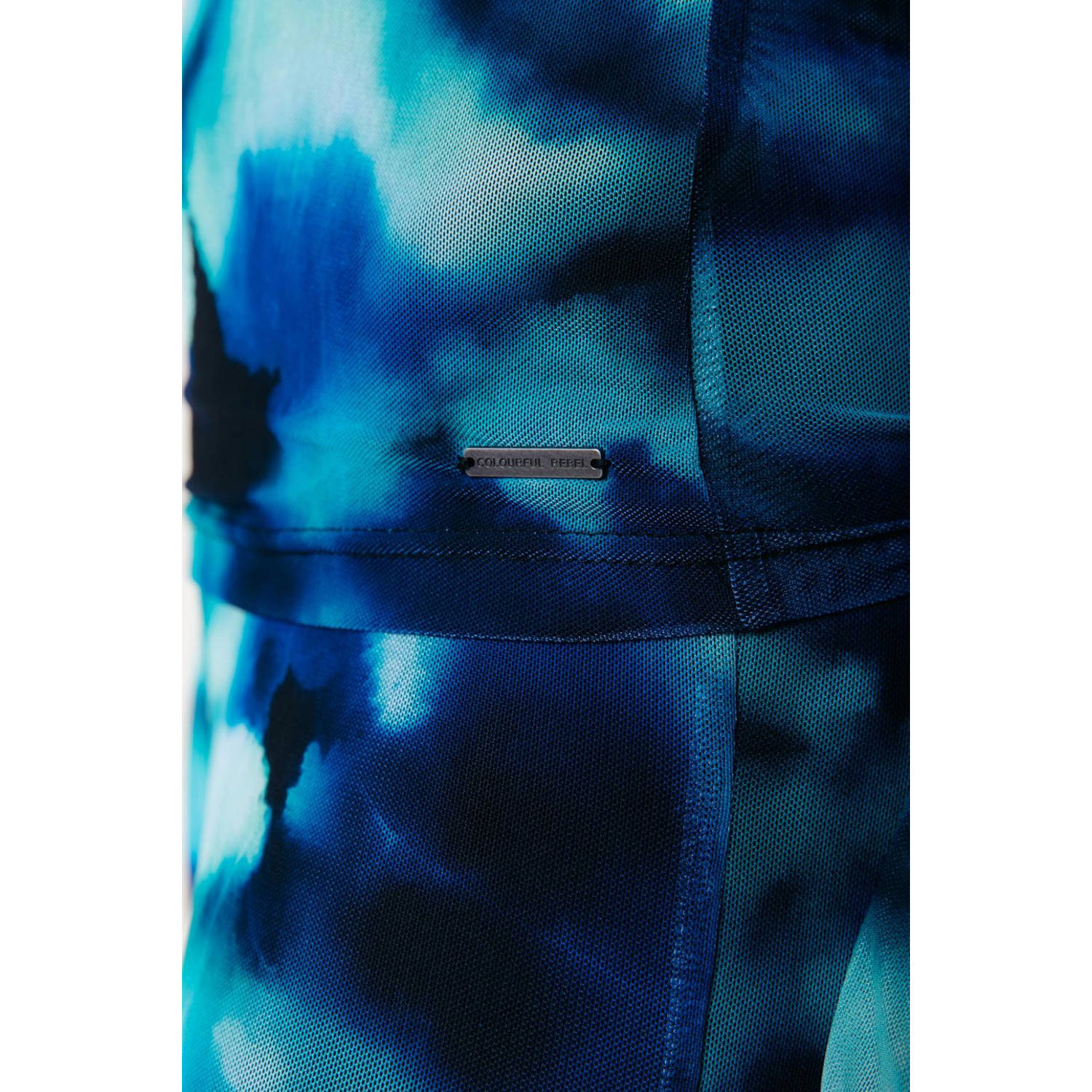 Colourful Rebel tie-dye semi-transparante mesh top Leyo blauw lichtblauw